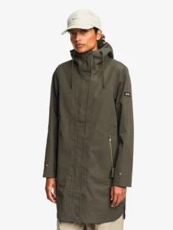 Parka MTD™ 3 couches toucher coton longue imperméable avec fentes - Kaki