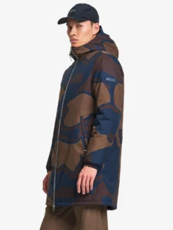 Parka Rainpack™ Warm 90 matelassée : coupe-vent imprimé mixte imperméable MTD™ et pliable - Bleu