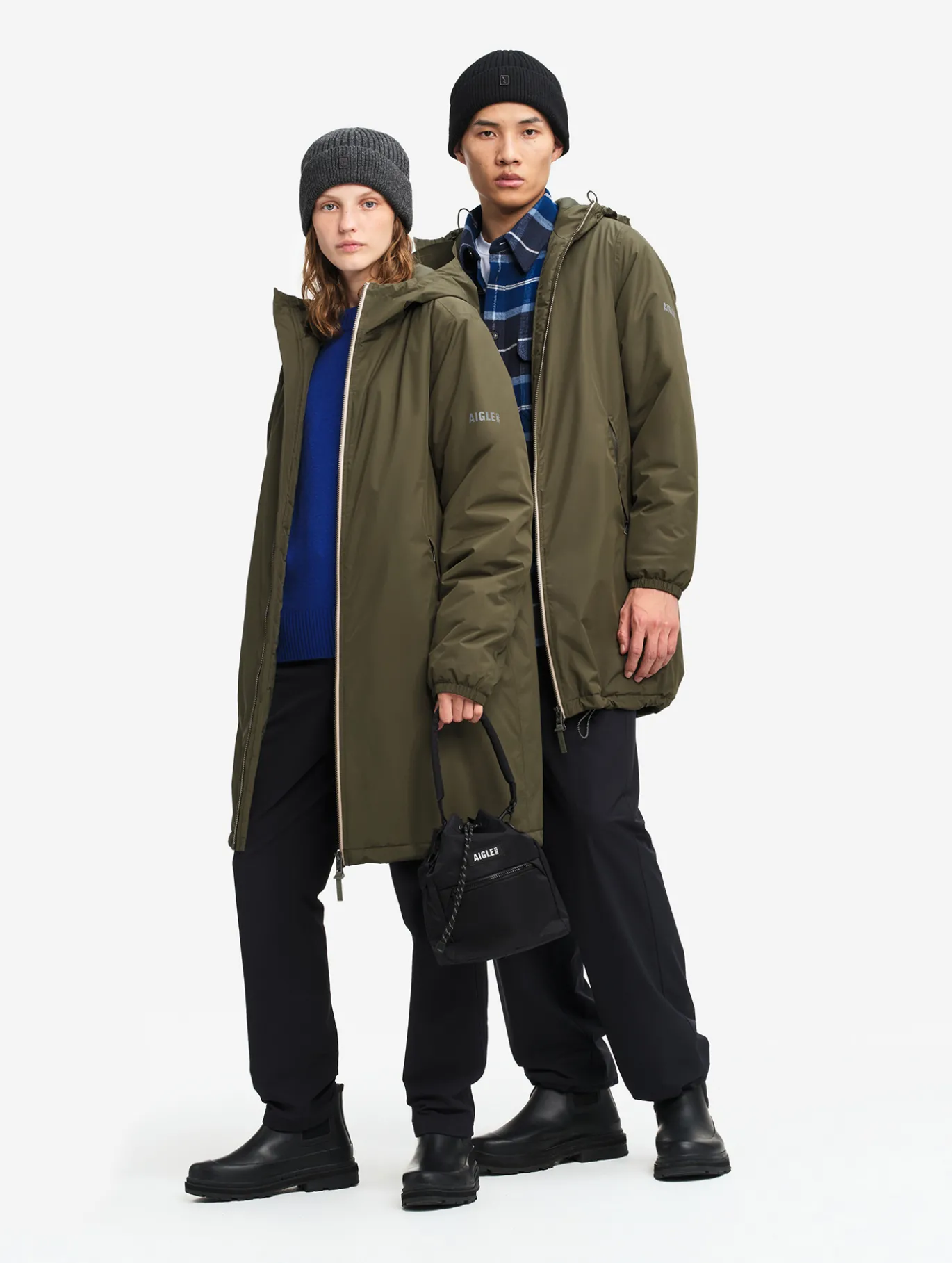 Parka Rainpack™ Warm 90 matelassée : coupe-vent mixte long imperméable MTD™ et pliable - Kaki
