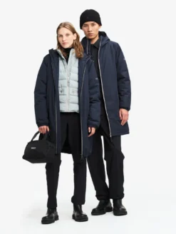 Parka Rainpack™ Warm 90 matelassée : coupe-vent mixte long imperméable MTD™ et pliable - Bleu