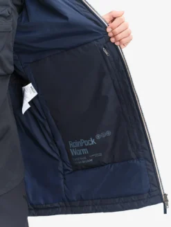 Parka Rainpack™ Warm 90 matelassée : coupe-vent mixte long imperméable MTD™ et pliable - Bleu
