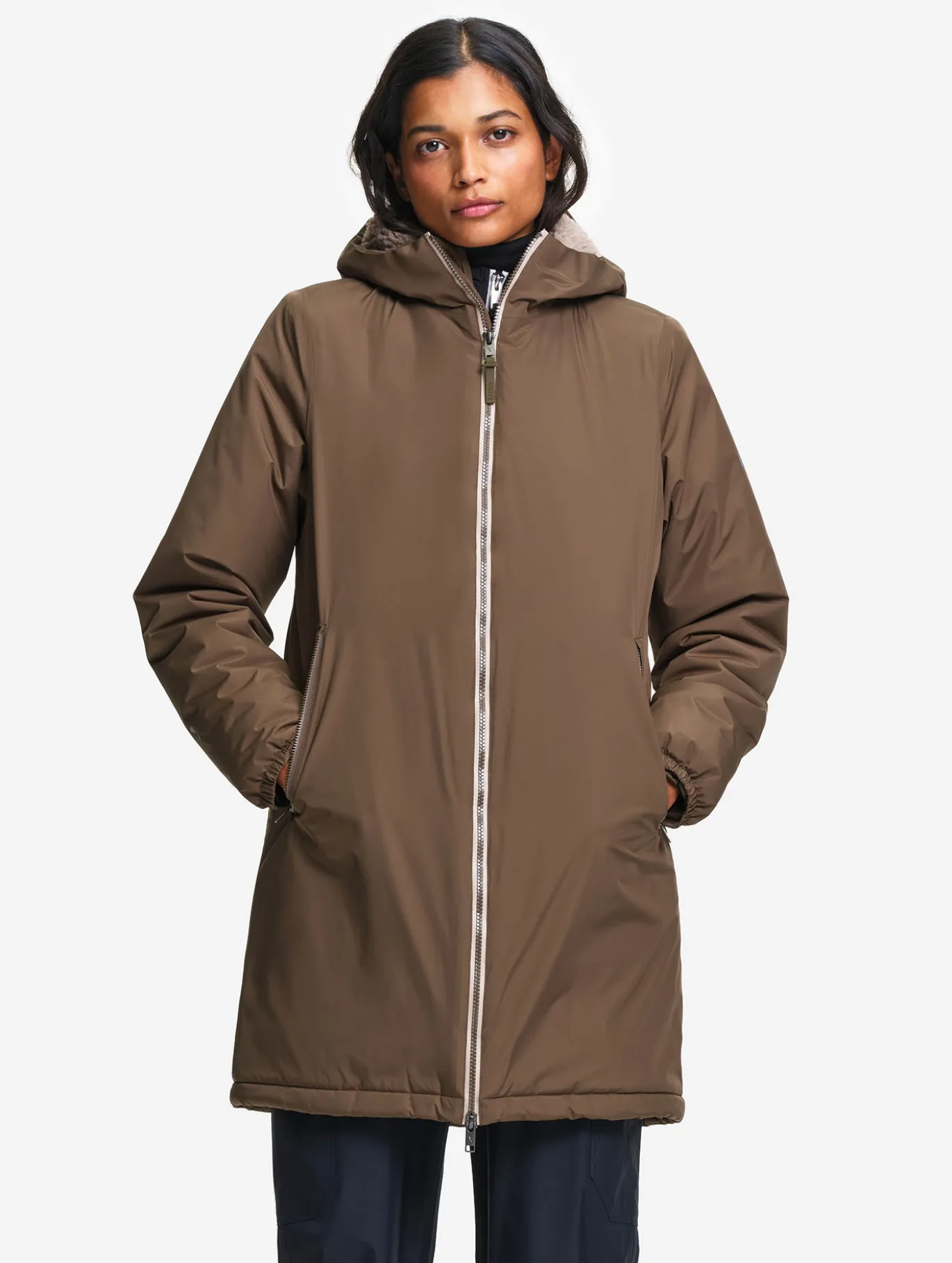 Parka Rainpack™ Warm 90+ sherpa : coupe-vent mixte long imperméable MTD™ et pliable - Marron