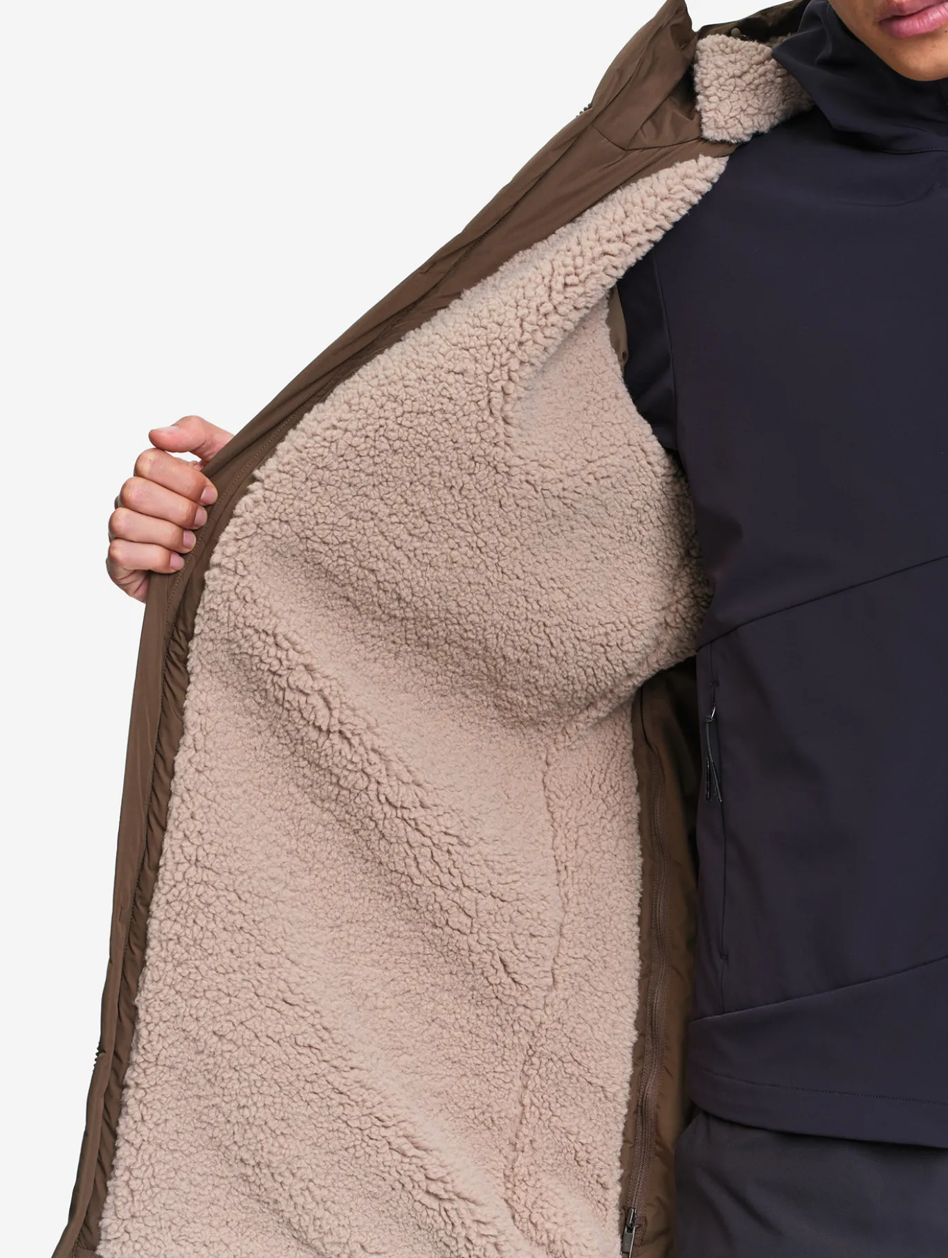 Parka Rainpack™ Warm 90+ sherpa : coupe-vent mixte long imperméable MTD™ et pliable - Marron
