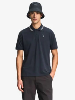 Polo Dry Fast™ à col rabattu avec logo sur la poitrine - Bleu