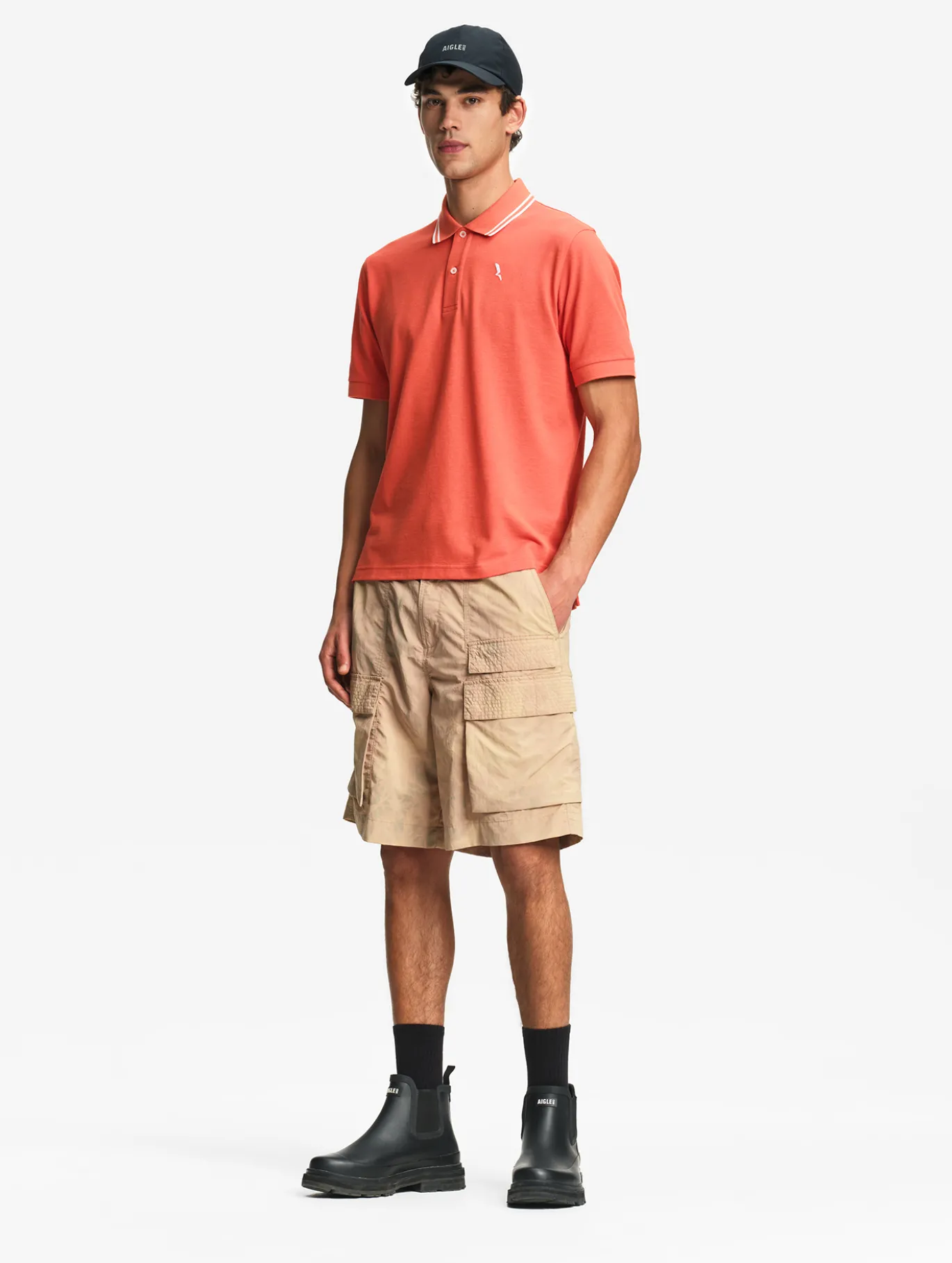 Polo Dry Fast™ à col rabattu avec logo sur la poitrine - Rouge