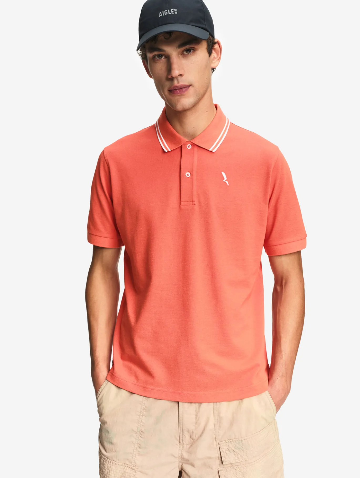 Polo Dry Fast™ à col rabattu avec logo sur la poitrine - Rouge