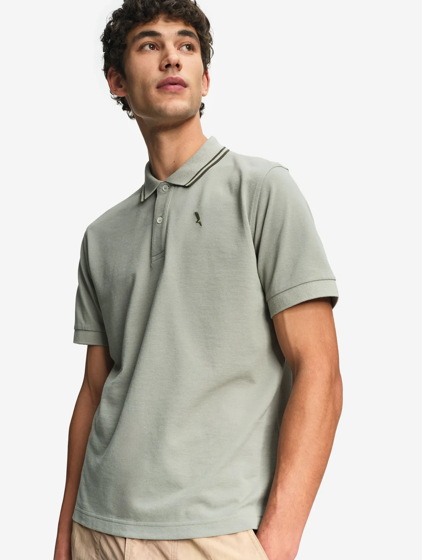 Polo Dry Fast™ à col rabattu avec logo sur la poitrine - Kaki