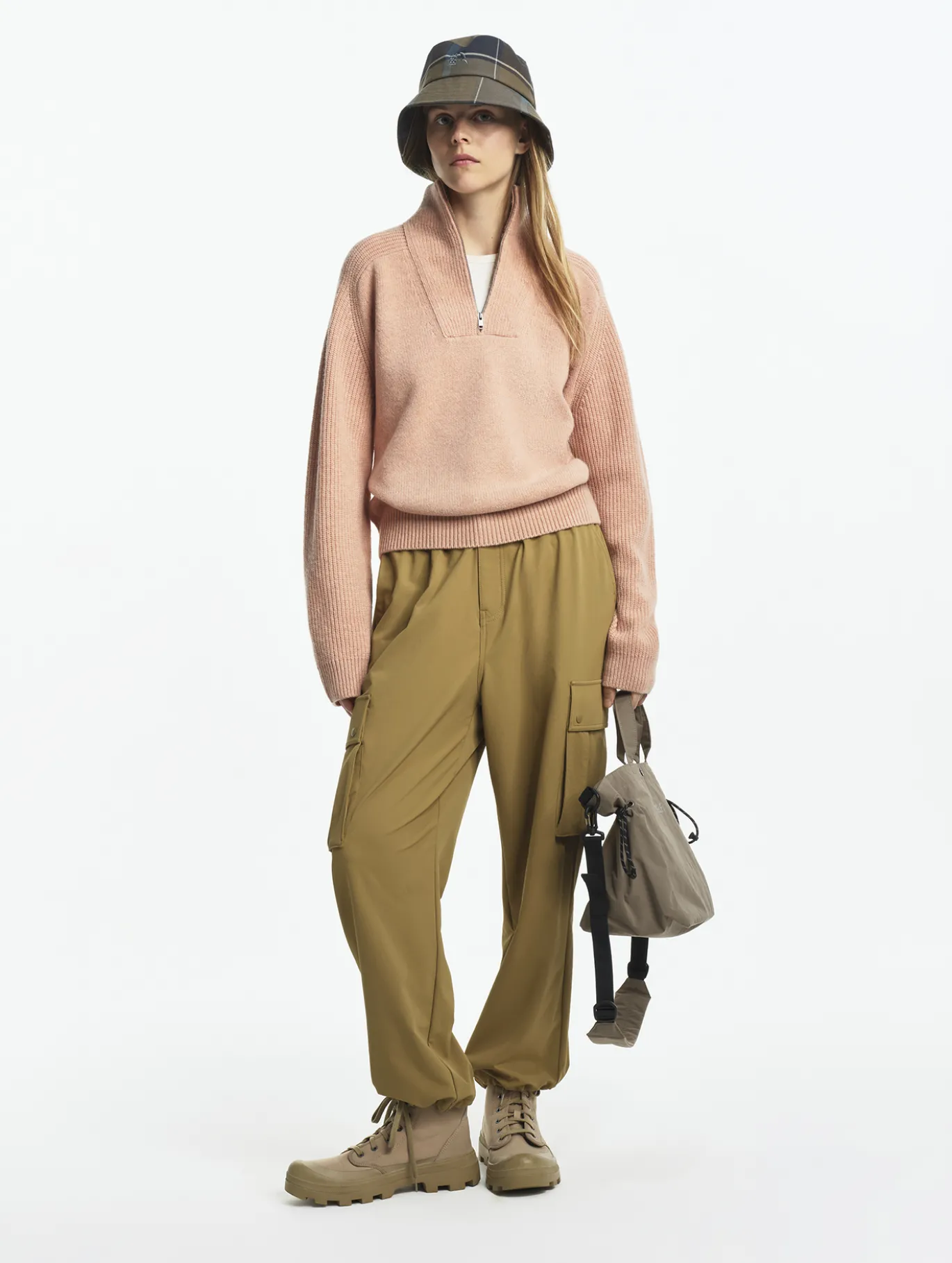 Pull camionneur en laine mélangée - Rose