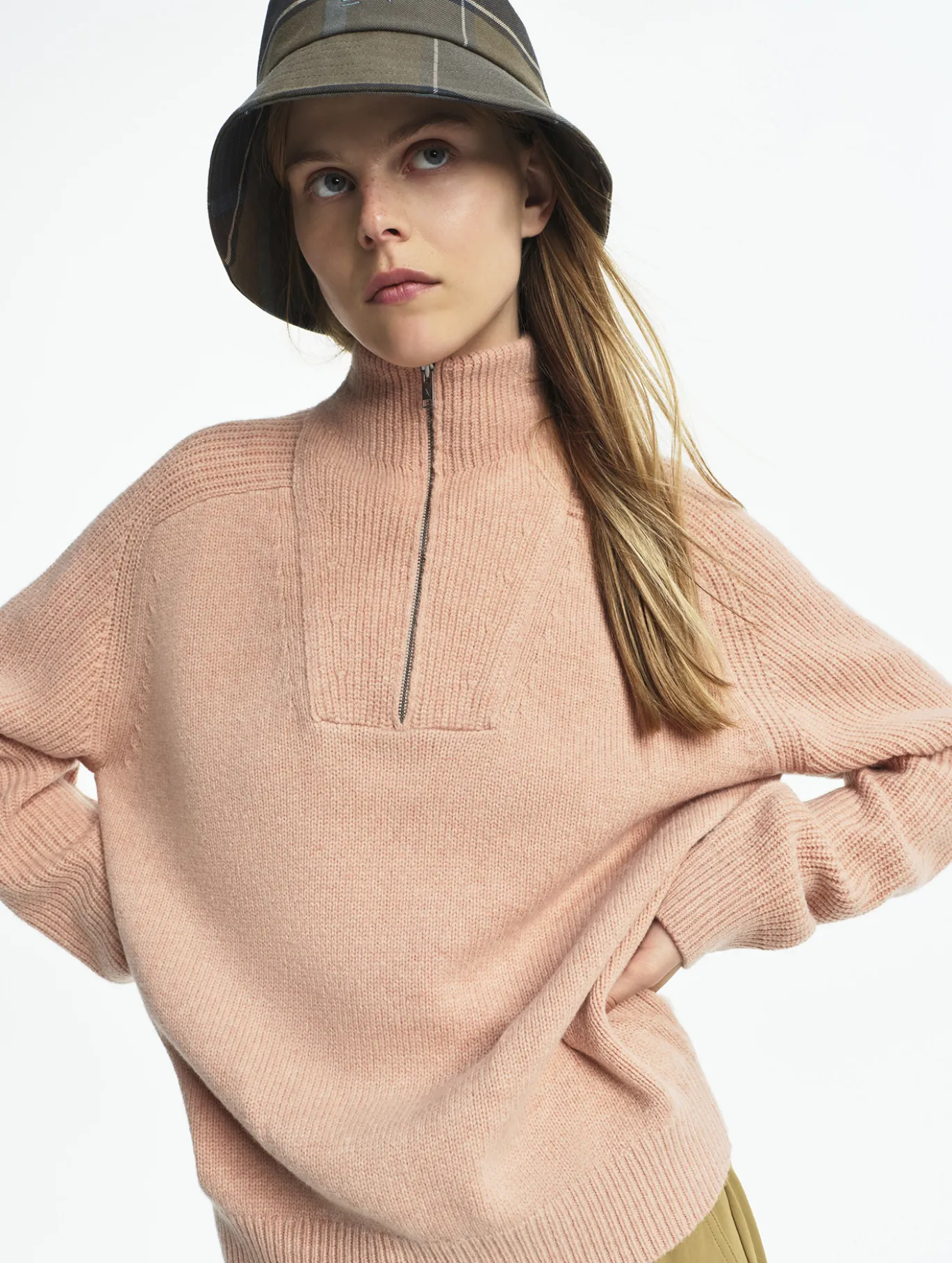 Pull camionneur en laine mélangée - Rose