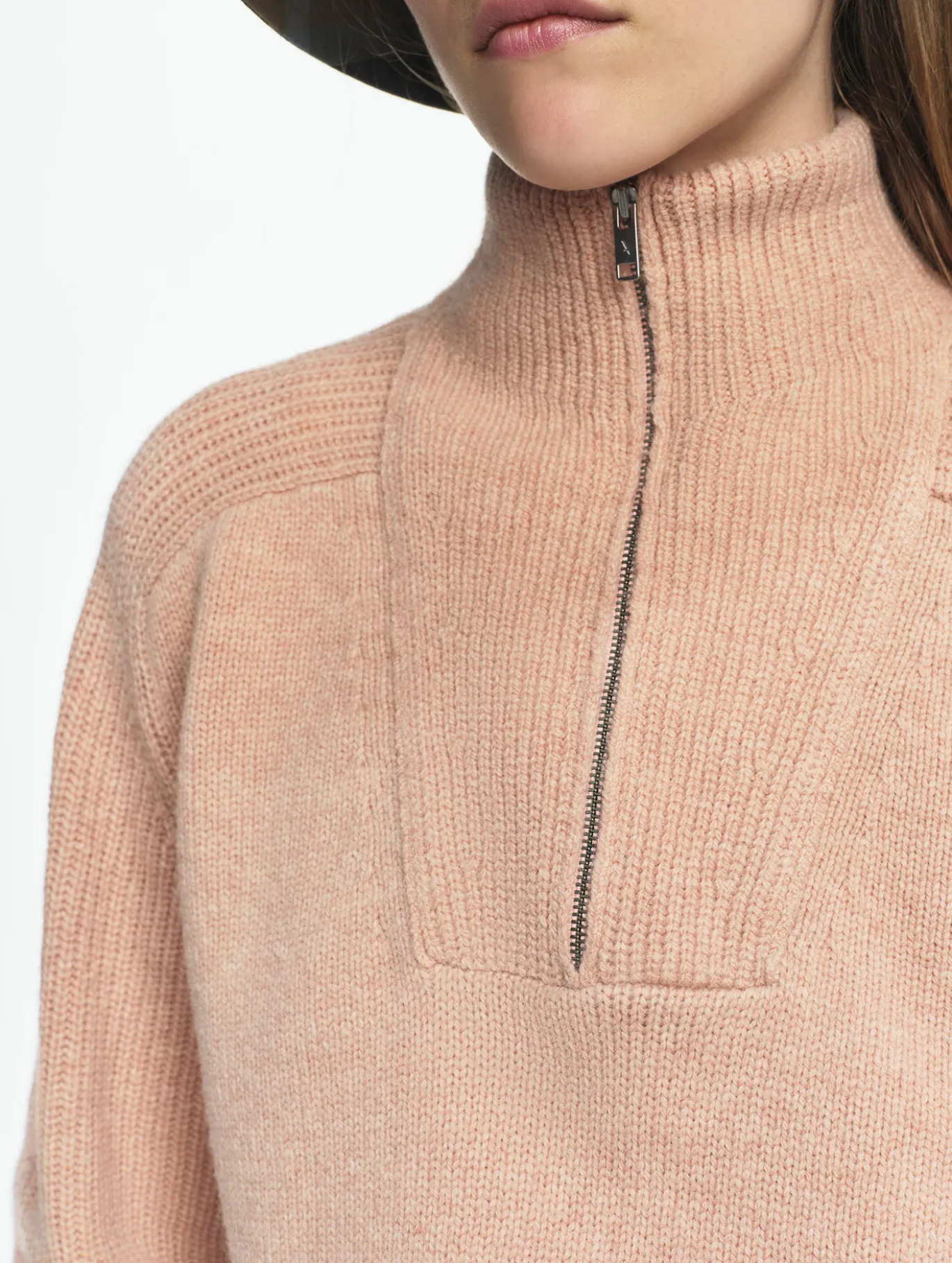Pull camionneur en laine mélangée - Rose