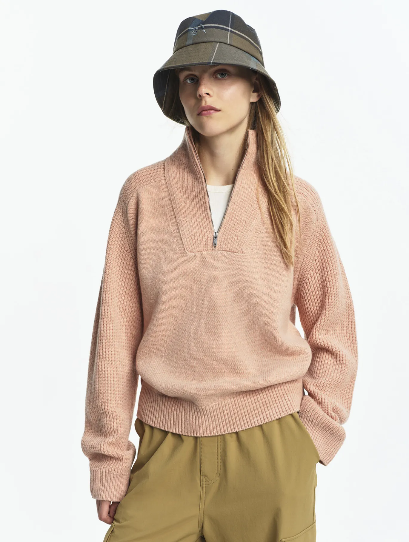 Pull camionneur en laine mélangée - Rose