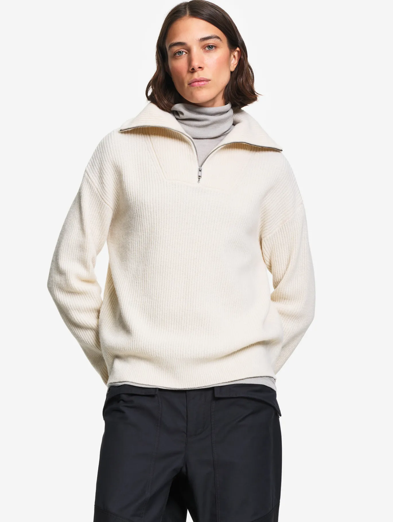 Pull camionneur en laine mérinos - Blanc