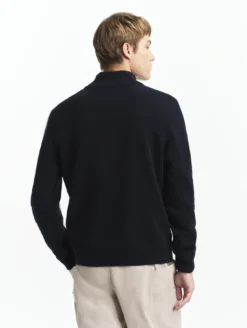 Pull à col camioneur en laine mélangée - Bleu