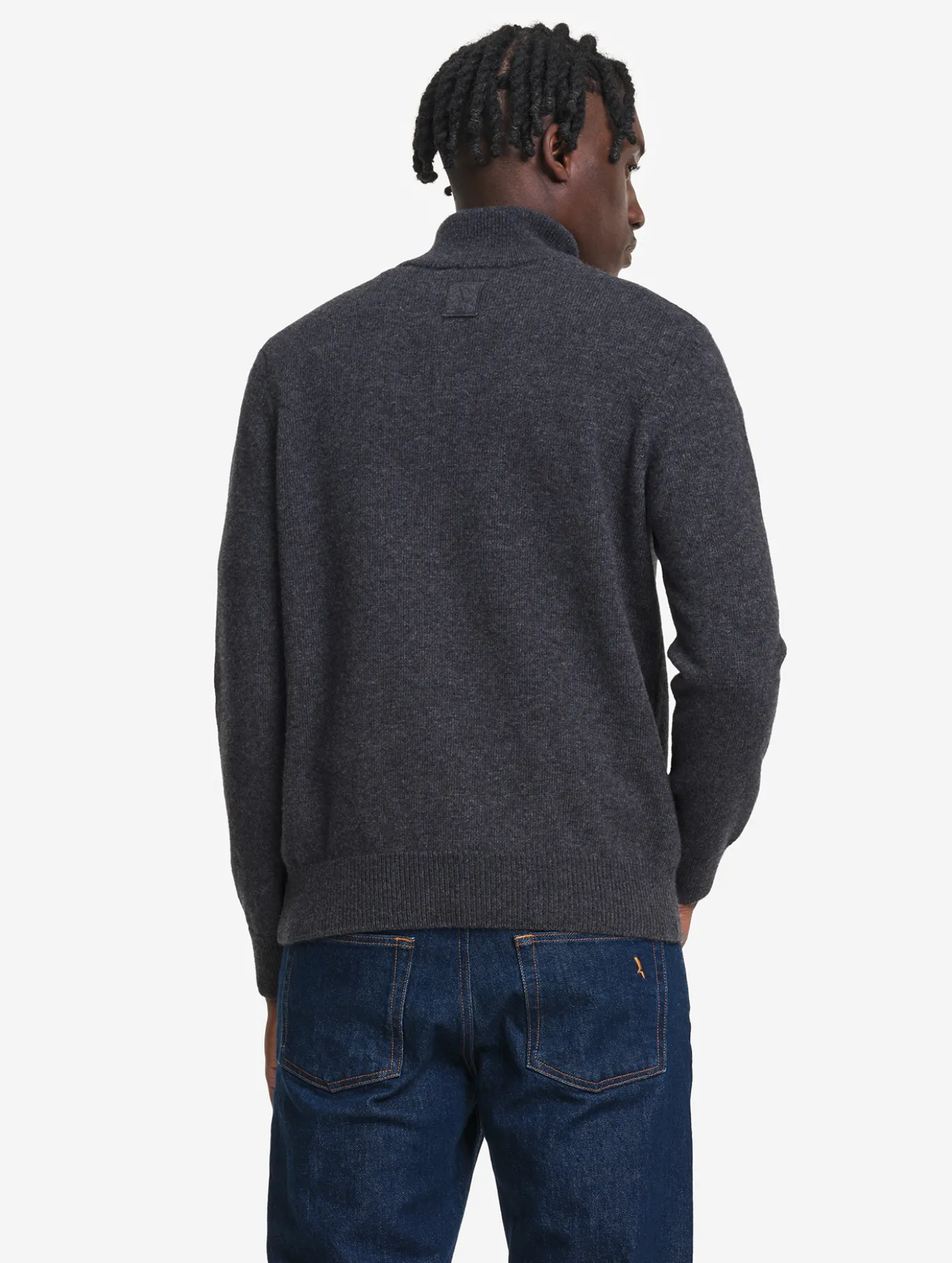 Pull à col camioneur en laine mélangée - Gris