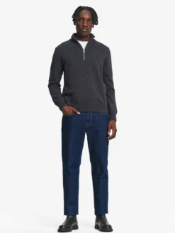 Pull à col camioneur en laine mélangée - Gris