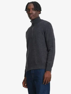 Pull à col camioneur en laine mélangée - Gris