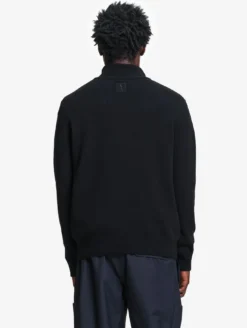 Pull à col camioneur en laine mélangée - Noir