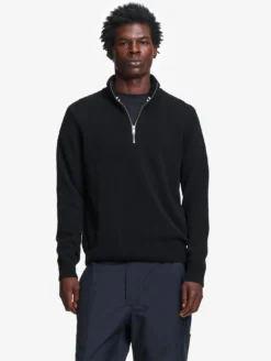 Pull à col camioneur en laine mélangée - Noir