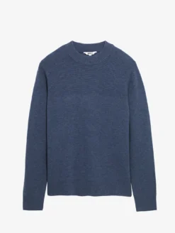 Pull col rond avec effet colorblock en laine mélangée - Bleu
