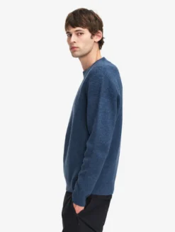 Pull col rond avec effet colorblock en laine mélangée - Bleu