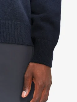 Pull col rond en laine mélangée - Bleu