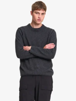 Pull col rond en laine mélangée - Gris