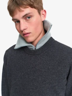 Pull col rond en laine mélangée - Gris