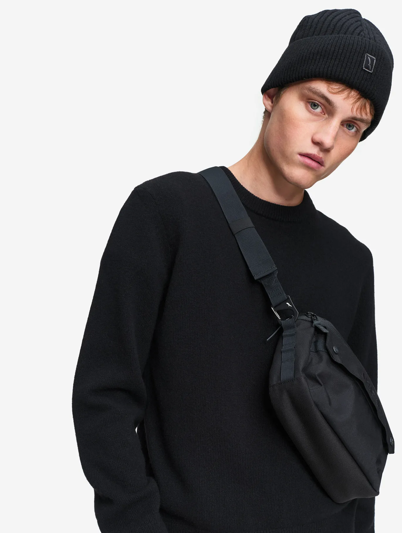 Pull col rond en laine mélangée - Noir