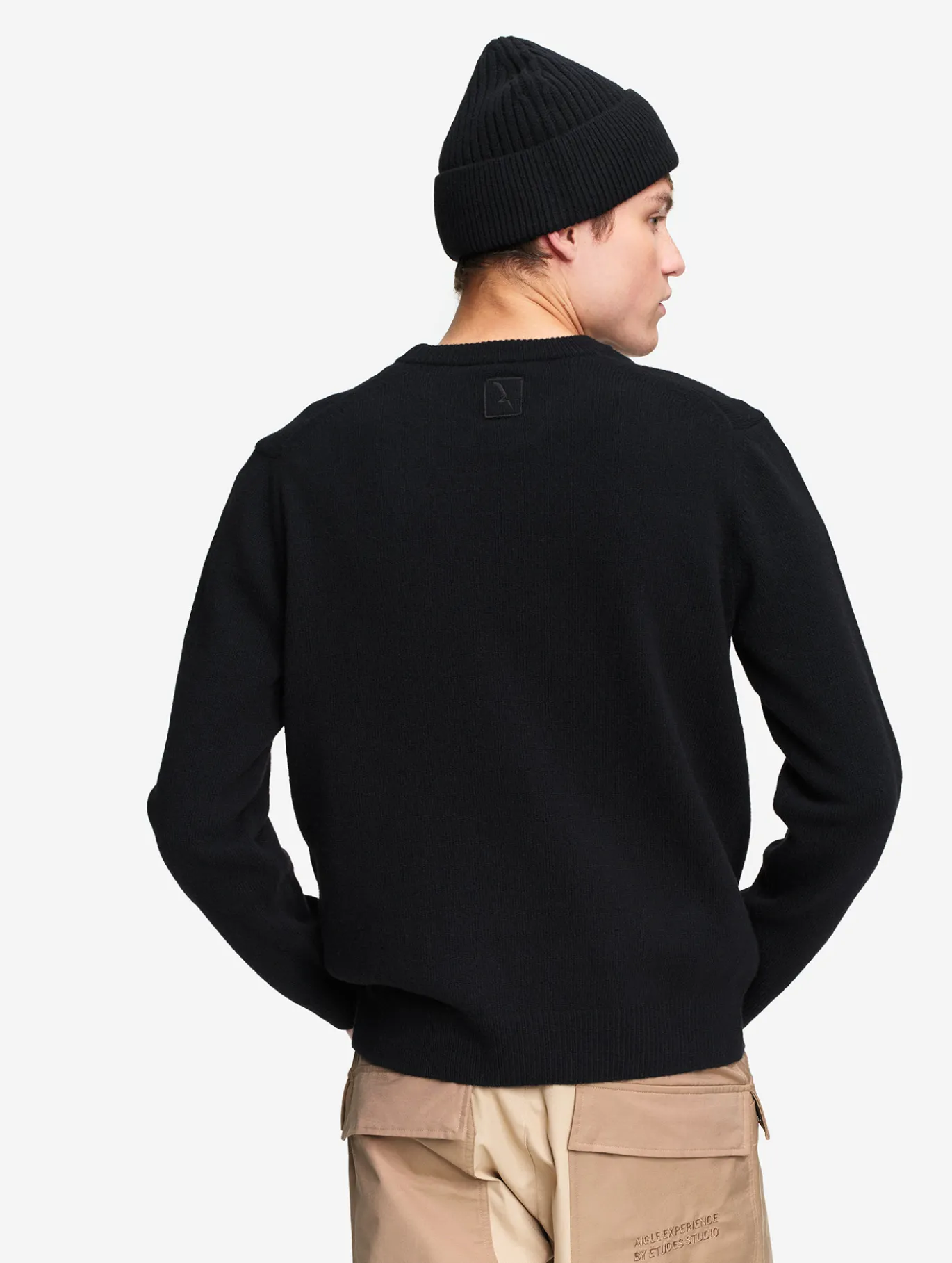 Pull col rond en laine mélangée - Noir