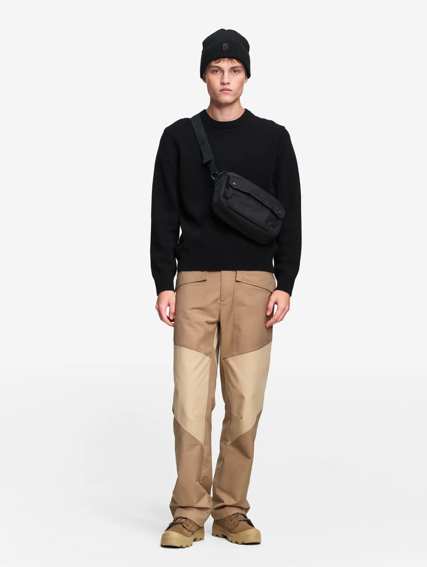 Pull col rond en laine mélangée - Noir