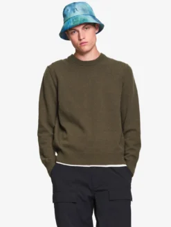 Pull col rond en laine mélangée - Vert