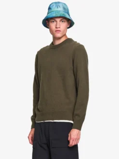 Pull col rond en laine mélangée - Vert
