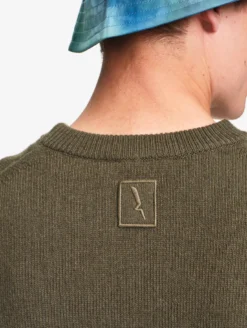 Pull col rond en laine mélangée - Vert