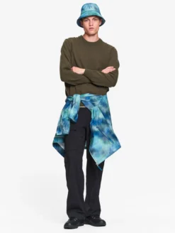 Pull col rond en laine mélangée - Vert