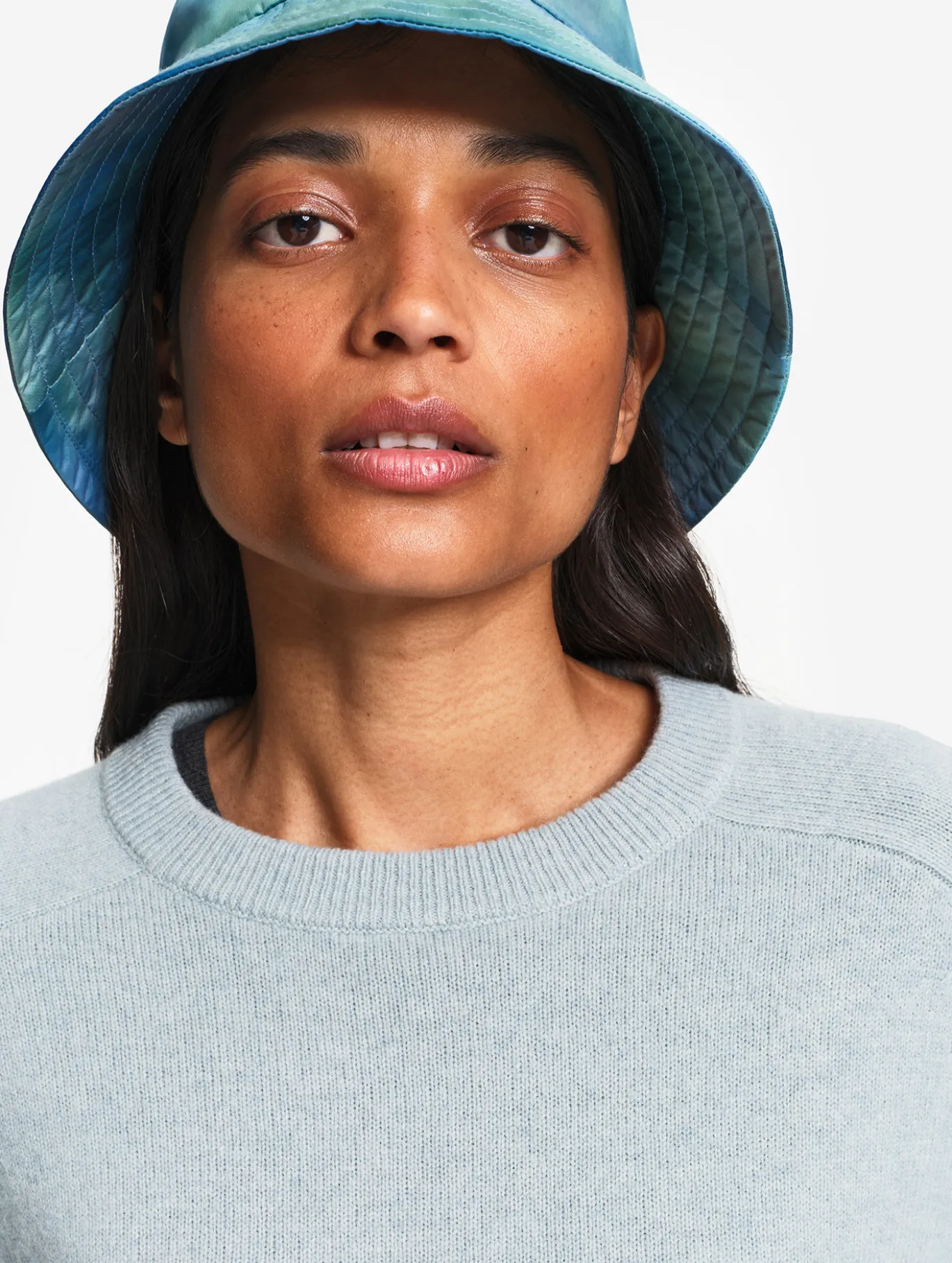 Pull col rond en laine mérinos - Bleu