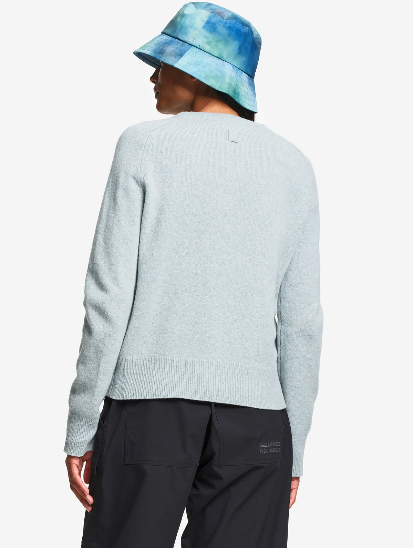 Pull col rond en laine mérinos - Bleu