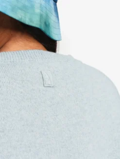Pull col rond en laine mérinos - Bleu