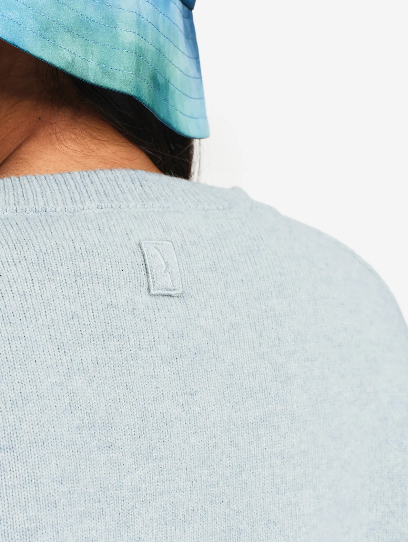 Pull col rond en laine mérinos - Bleu