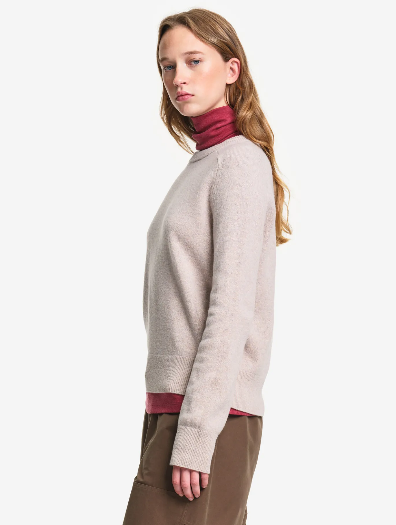 Pull col rond en laine mérinos - Gris