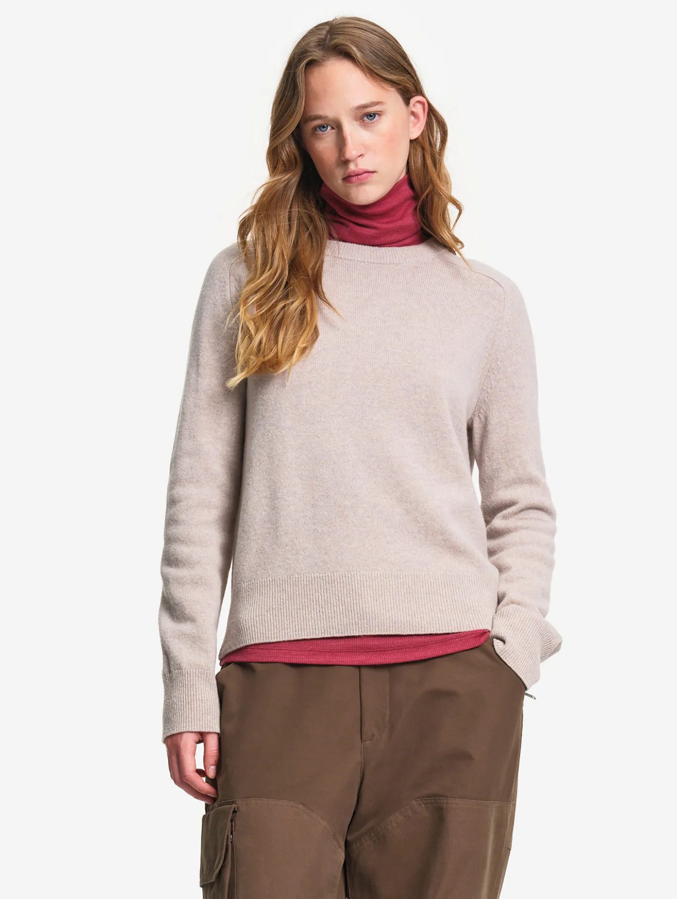 Pull col rond en laine mérinos - Gris