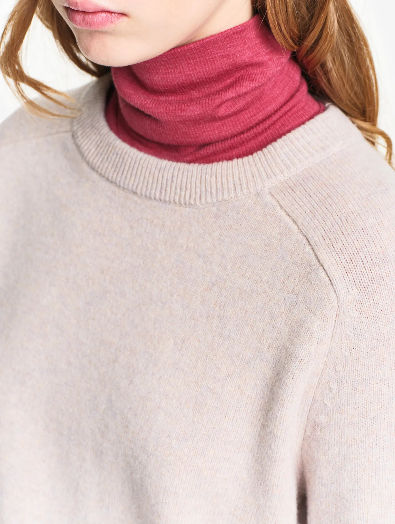Pull col rond en laine mérinos - Gris