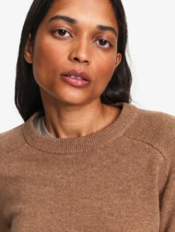 Pull col rond en laine mérinos - Marron