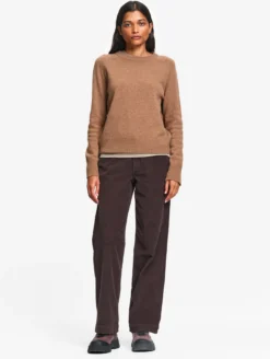 Pull col rond en laine mérinos - Marron