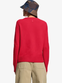 Pull col rond en laine mérinos - Rouge