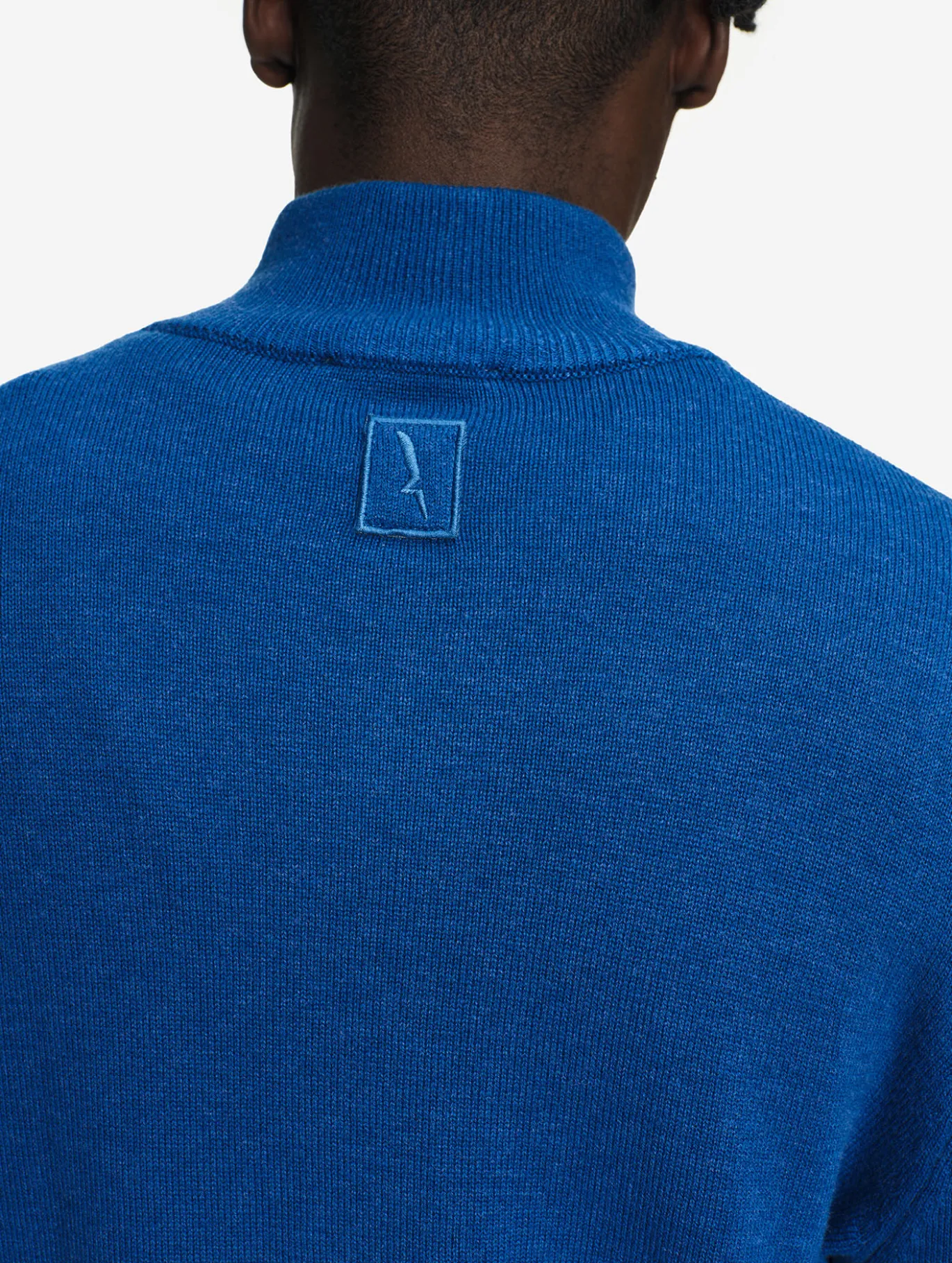 Pull en coton et laine avec demi-fermeture éclair - Bleu
