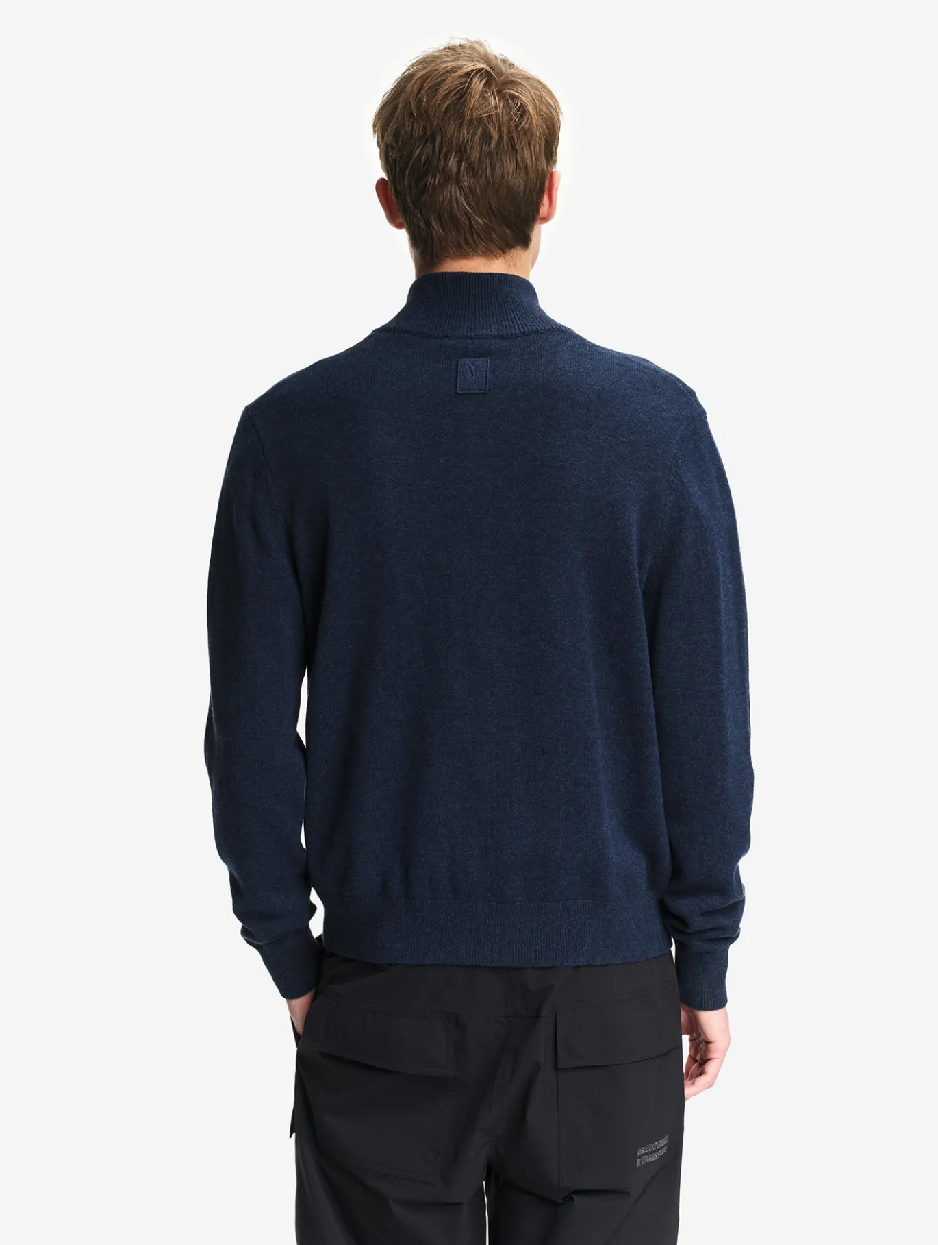 Pull en coton et laine avec fermeture éclair - Bleu