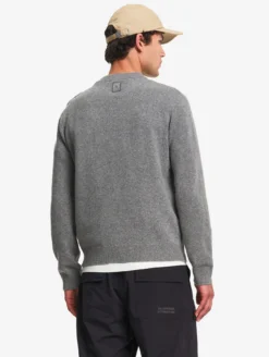 Pull marin à col rond et boutonnage épaule - Gris