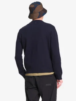 Pull marin à col rond et boutonnage épaule - Bleu