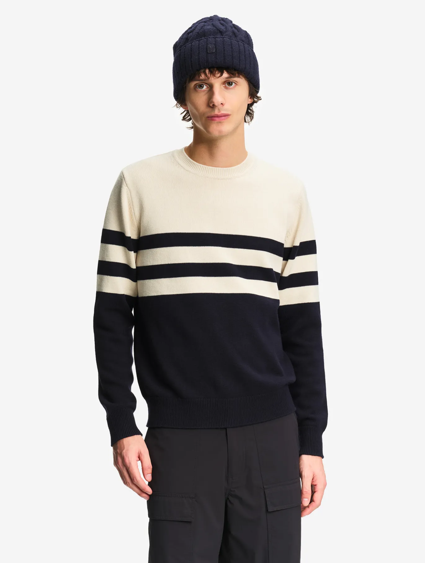 Pull marin en maille - Bleu