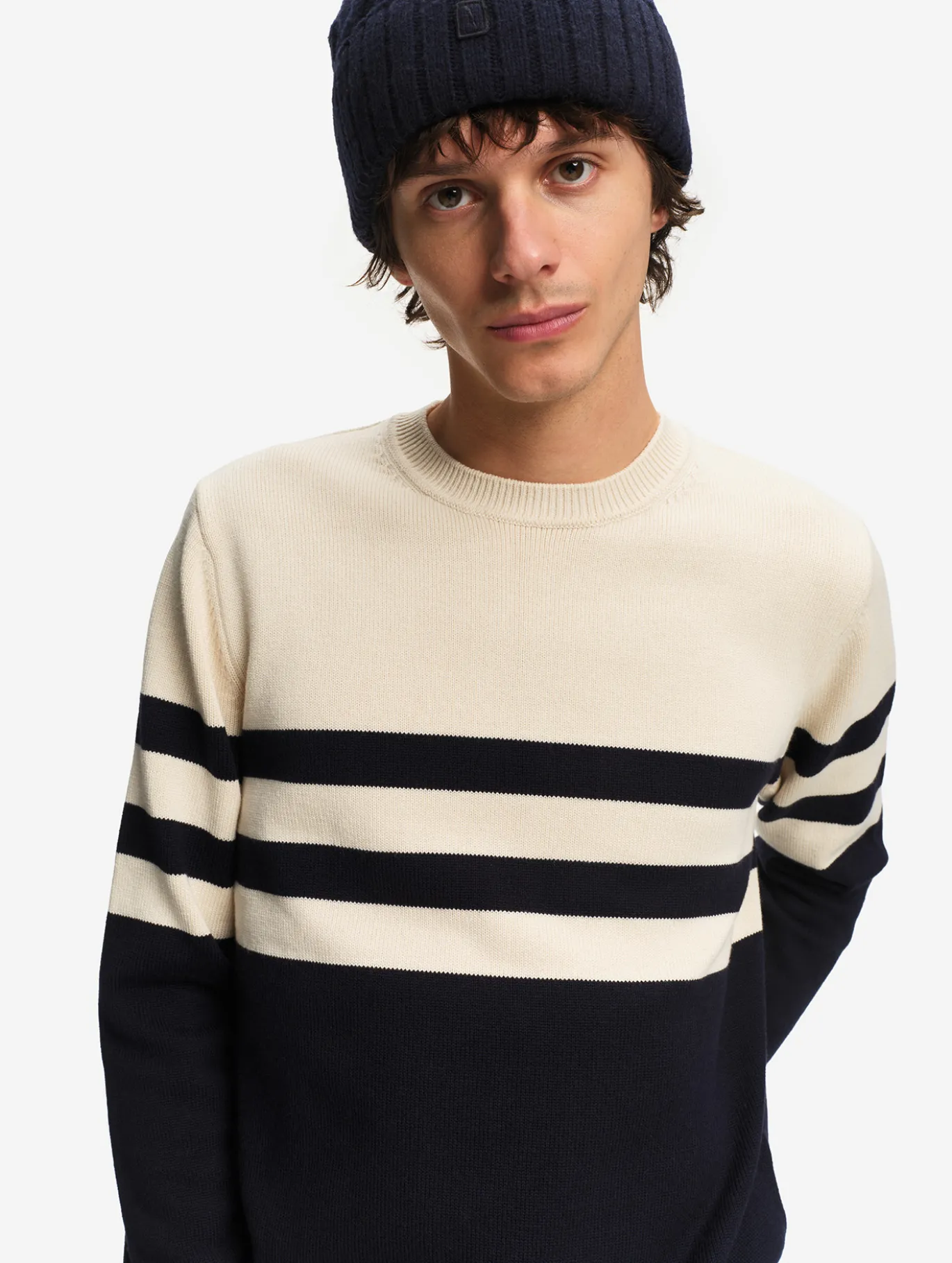 Pull marin en maille - Bleu